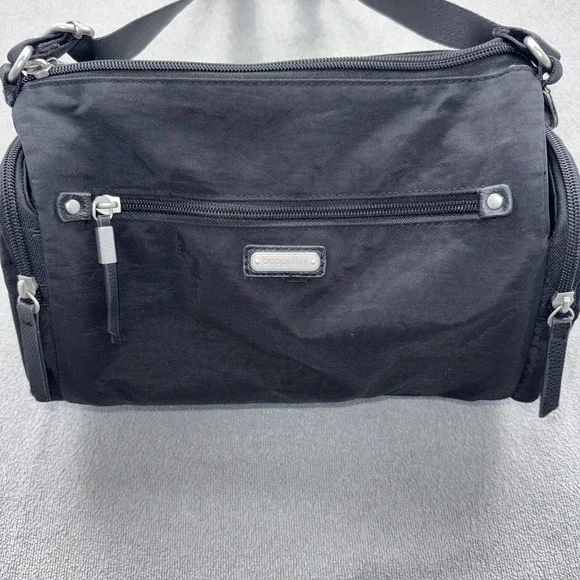Baggallini Everyplace Crossbody Black Nylon Travel Purse Shoulder Bag Gray Lined - Picture 2 of 9